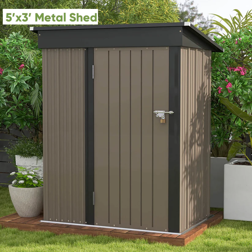 Outdoor Steel Storage Shed 5x3 ft Waterproof