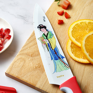 12PCS Red Mansion Floral Chef Knife Set