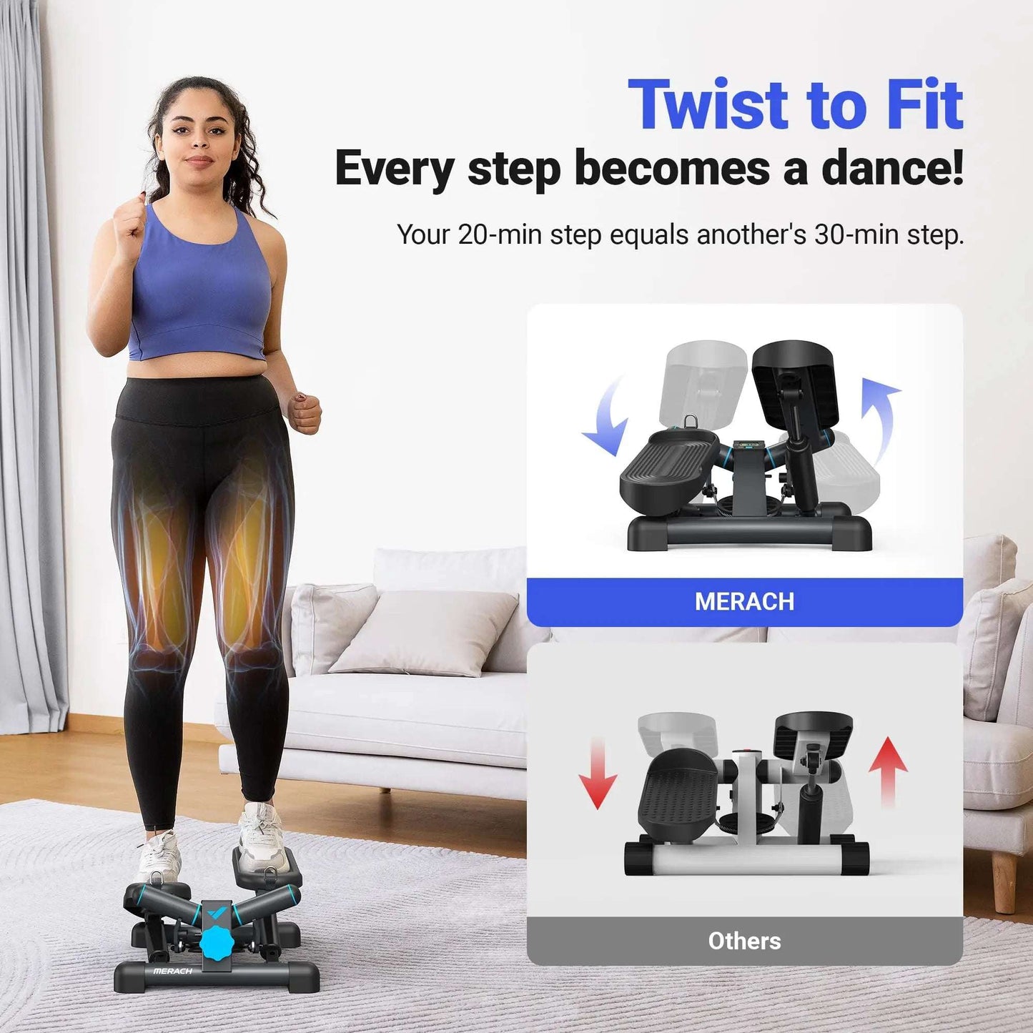 Adjustable Hydraulic Mini Stepper with Resistance Bands