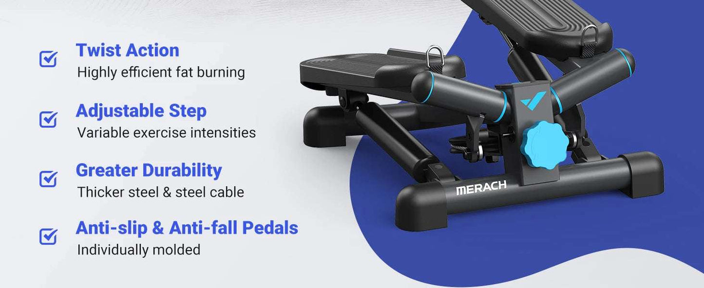 Adjustable Hydraulic Mini Stepper with Resistance Bands