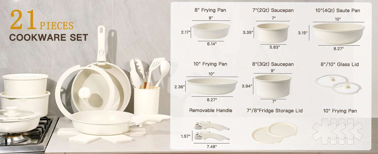 21-Piece Ceramic Nonstick Cookware Set