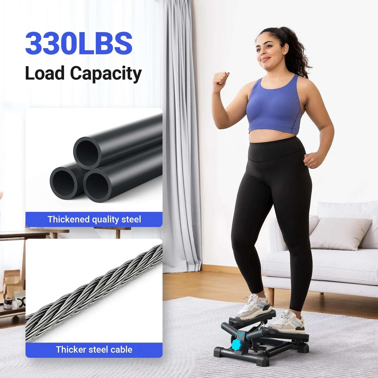 Adjustable Hydraulic Mini Stepper with Resistance Bands