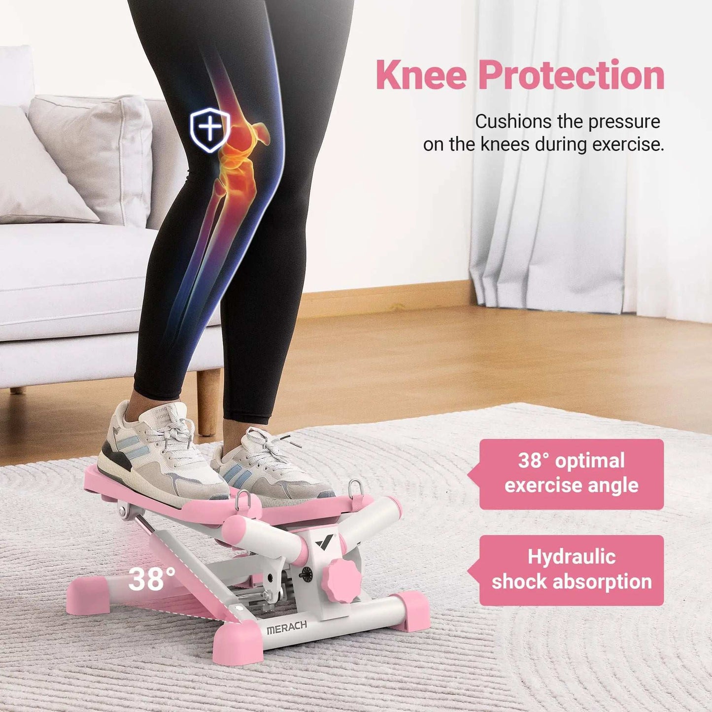 Adjustable Hydraulic Mini Stepper with Resistance Bands