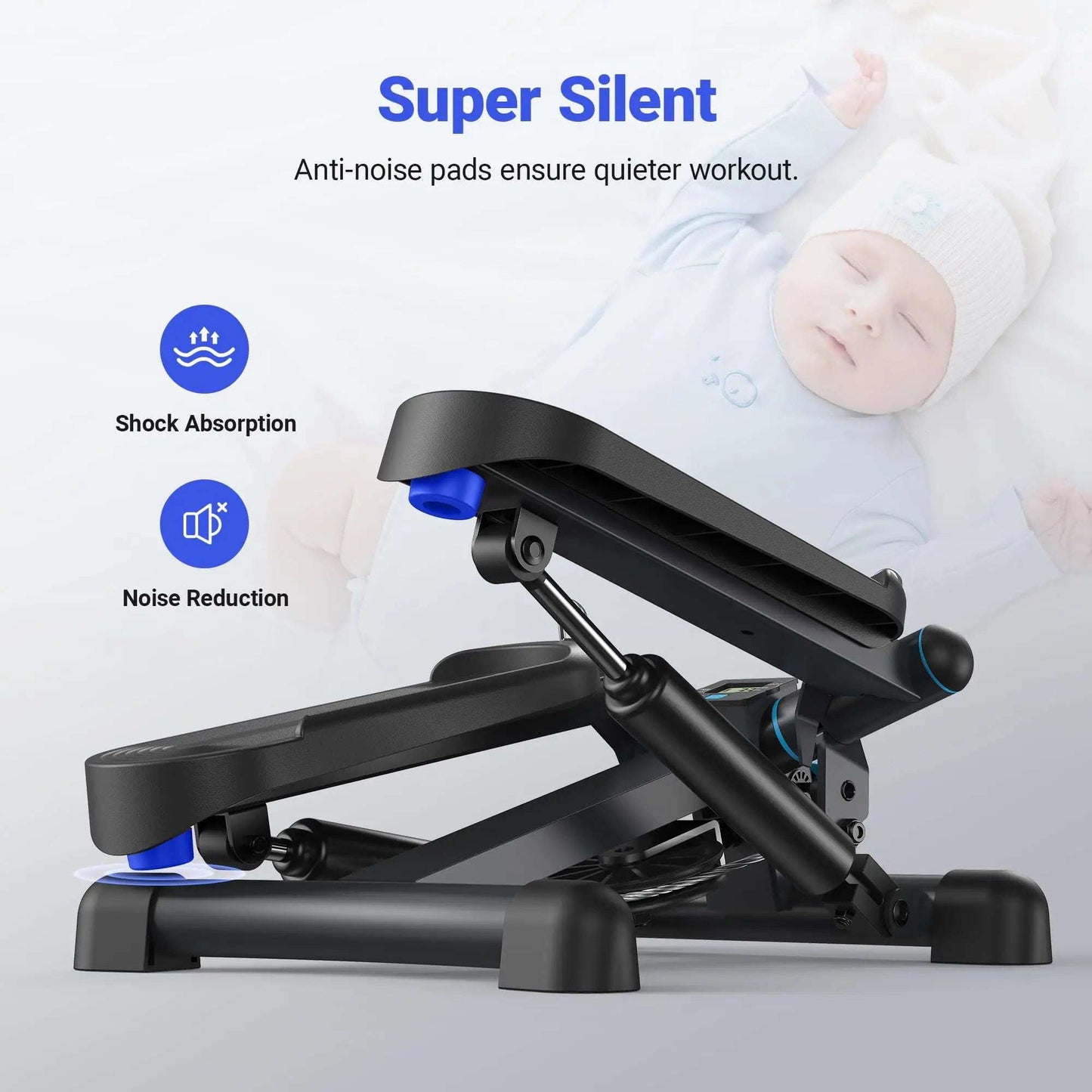 Adjustable Hydraulic Mini Stepper with Resistance Bands