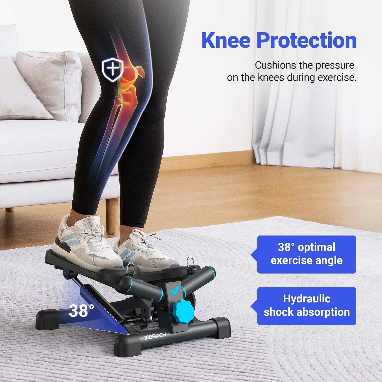 Adjustable Hydraulic Mini Stepper with Resistance Bands