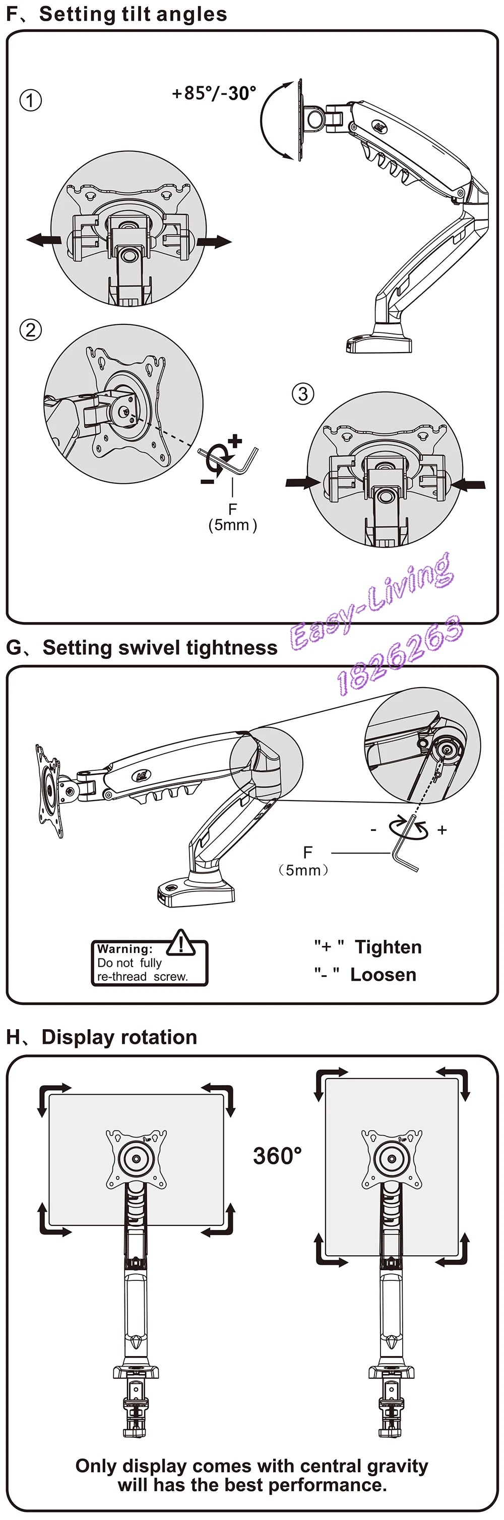 F80 Gas Spring Monitor Arm Mount