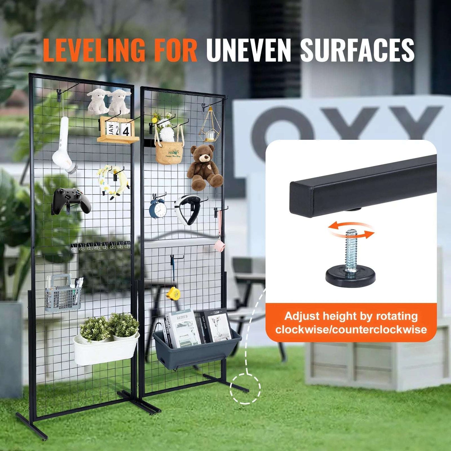 2-Pack Wire Grid Panel Tower with Hooks
