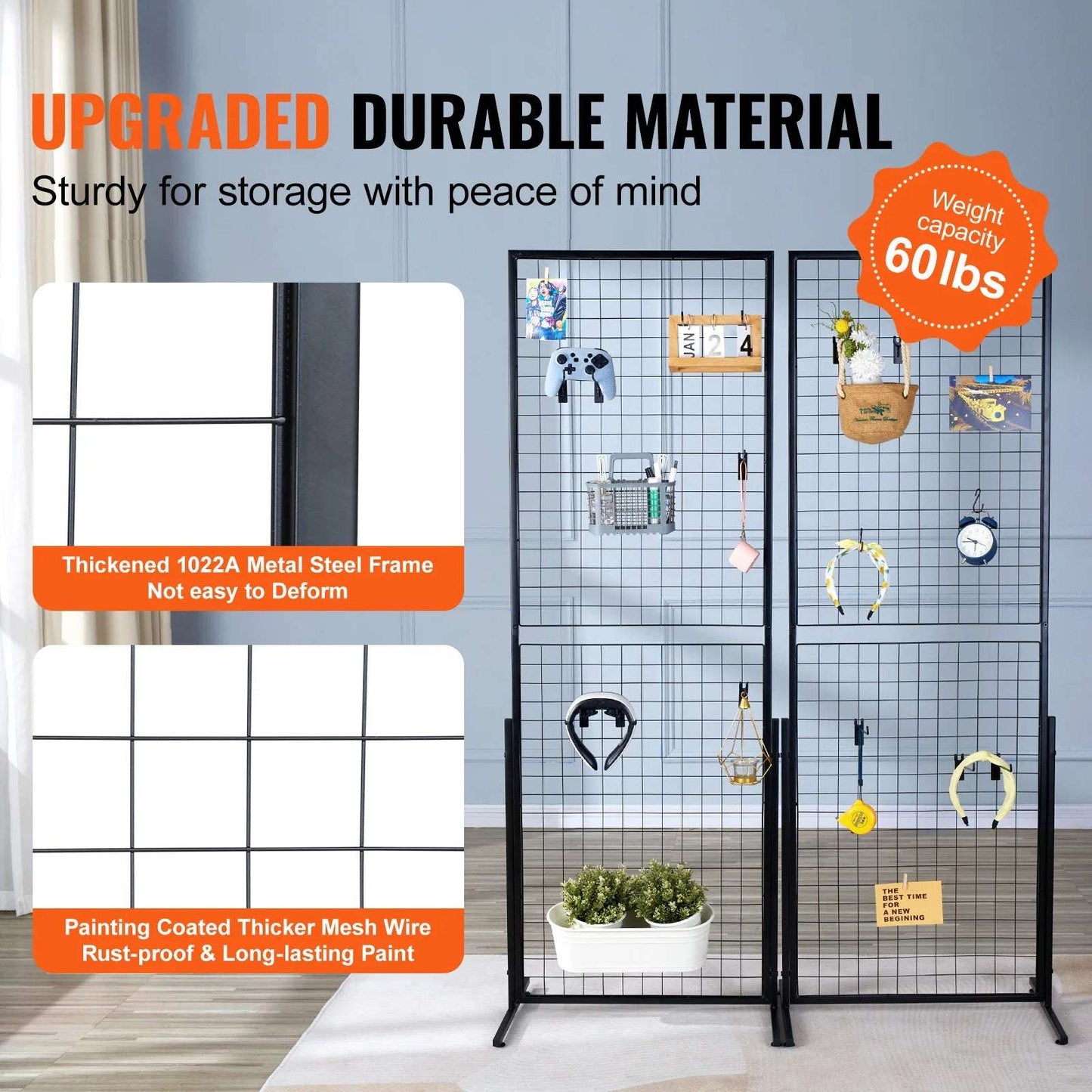 2-Pack Wire Grid Panel Tower with Hooks