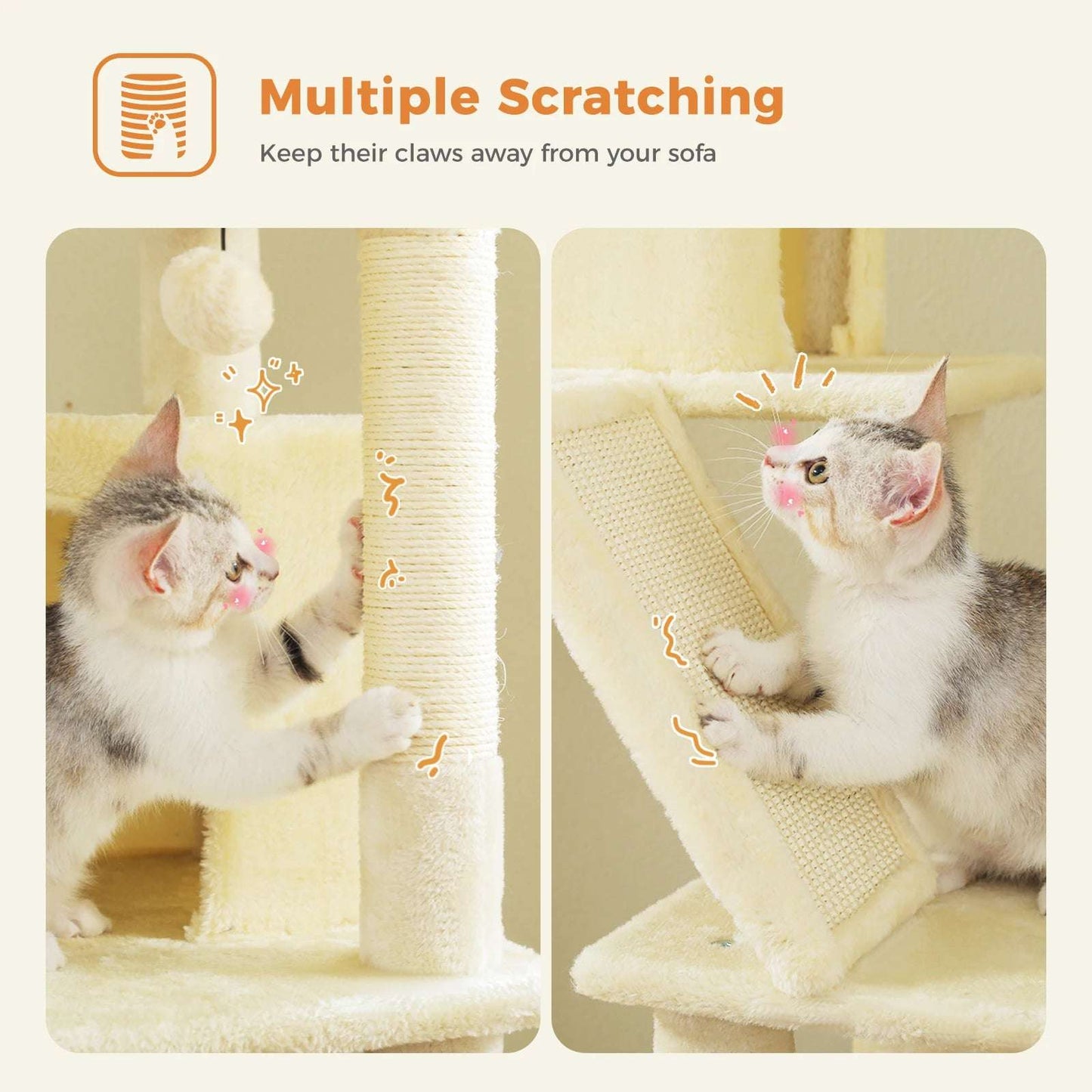 180cm Large Cat Tree Tower with Hammock