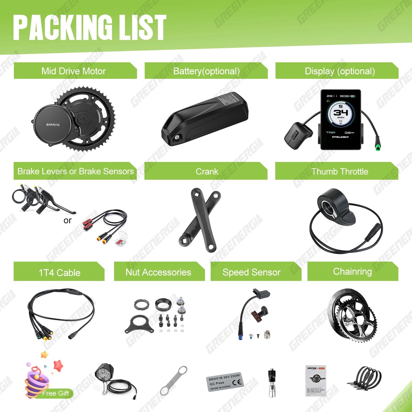 48V 750W Mid Drive Ebike Conversion Kit