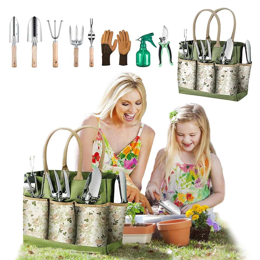 9PCS Garden Tool Set with Tote Bag