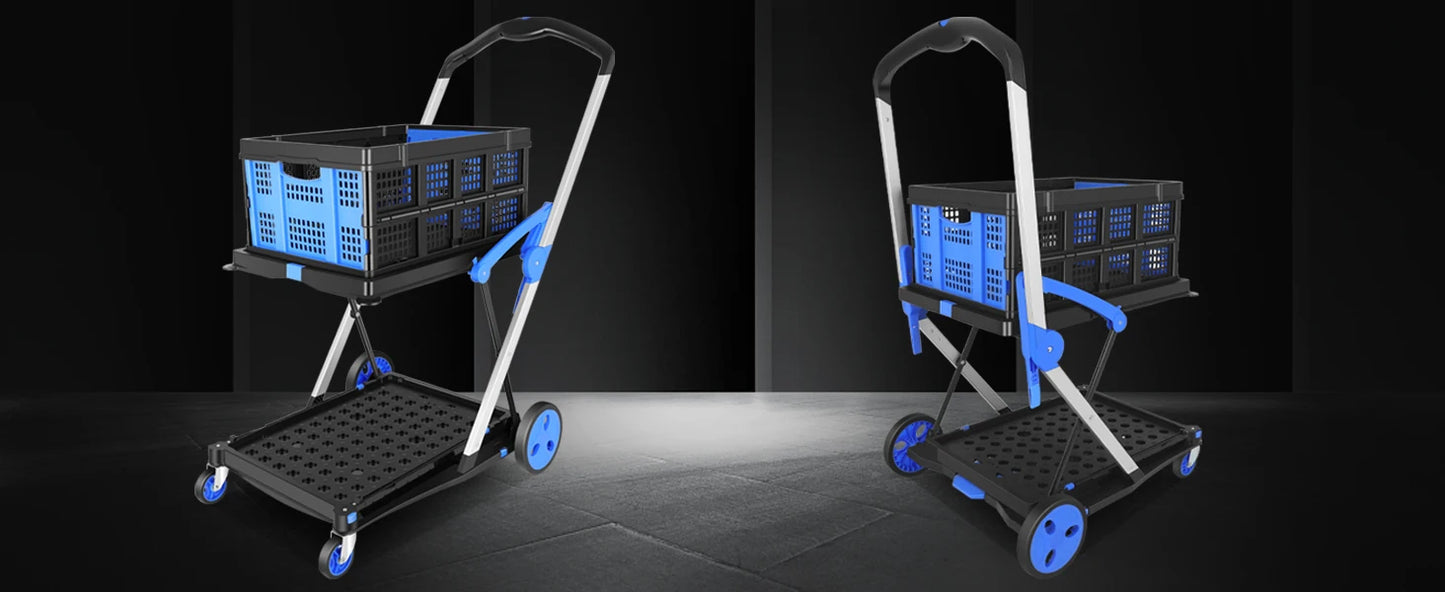 2-Tier Folding Shopping Cart with Brake