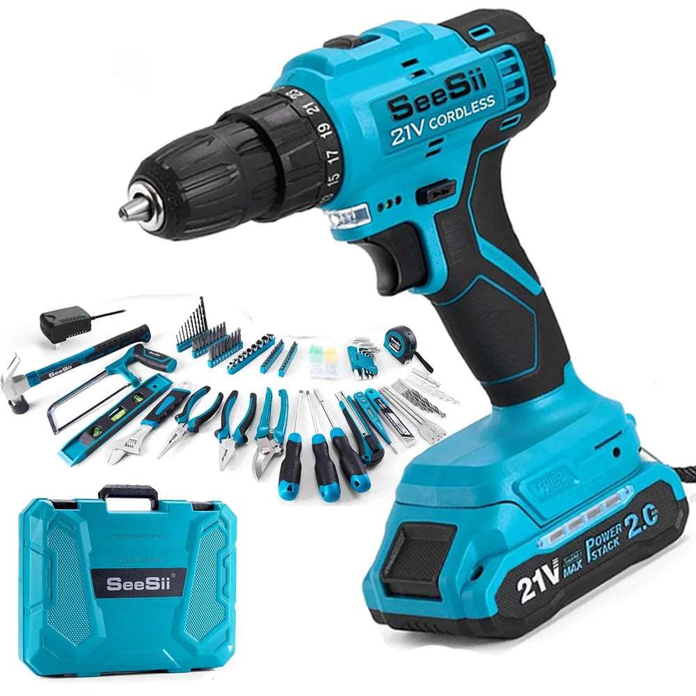 Seesii 21V Cordless Drill Set