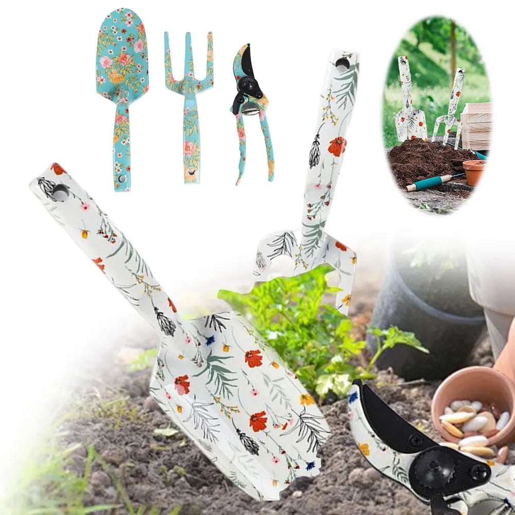 3PCS Floral Garden Tool Set with Pruner