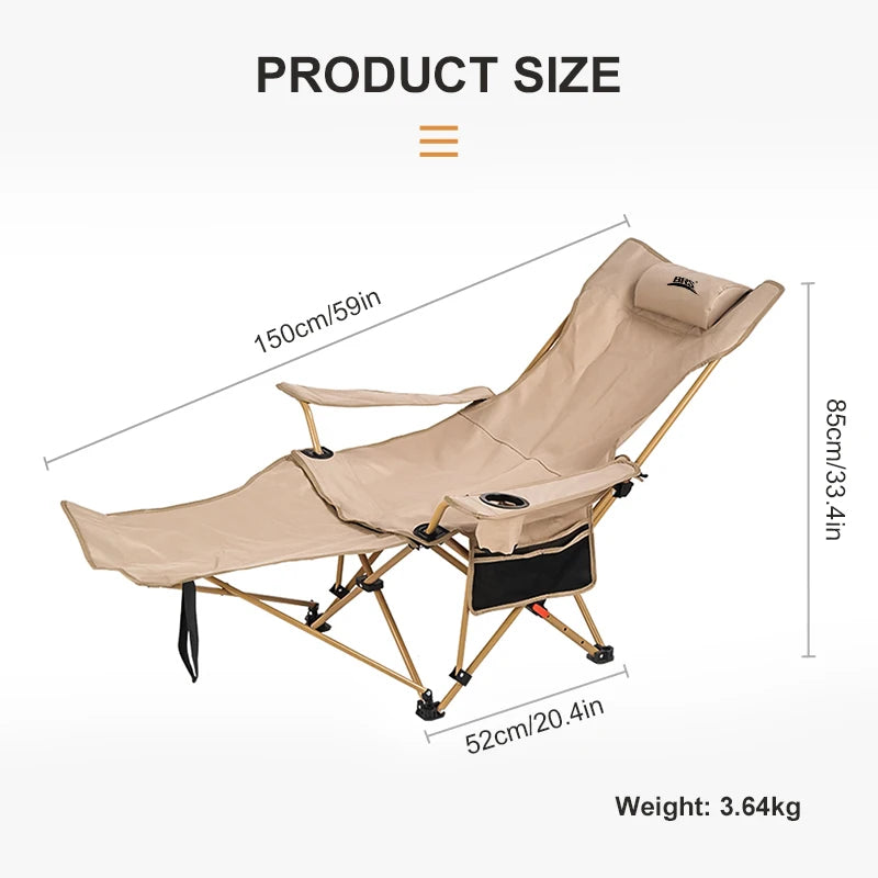 2-in-1 Adjustable Camping Recliner Chair