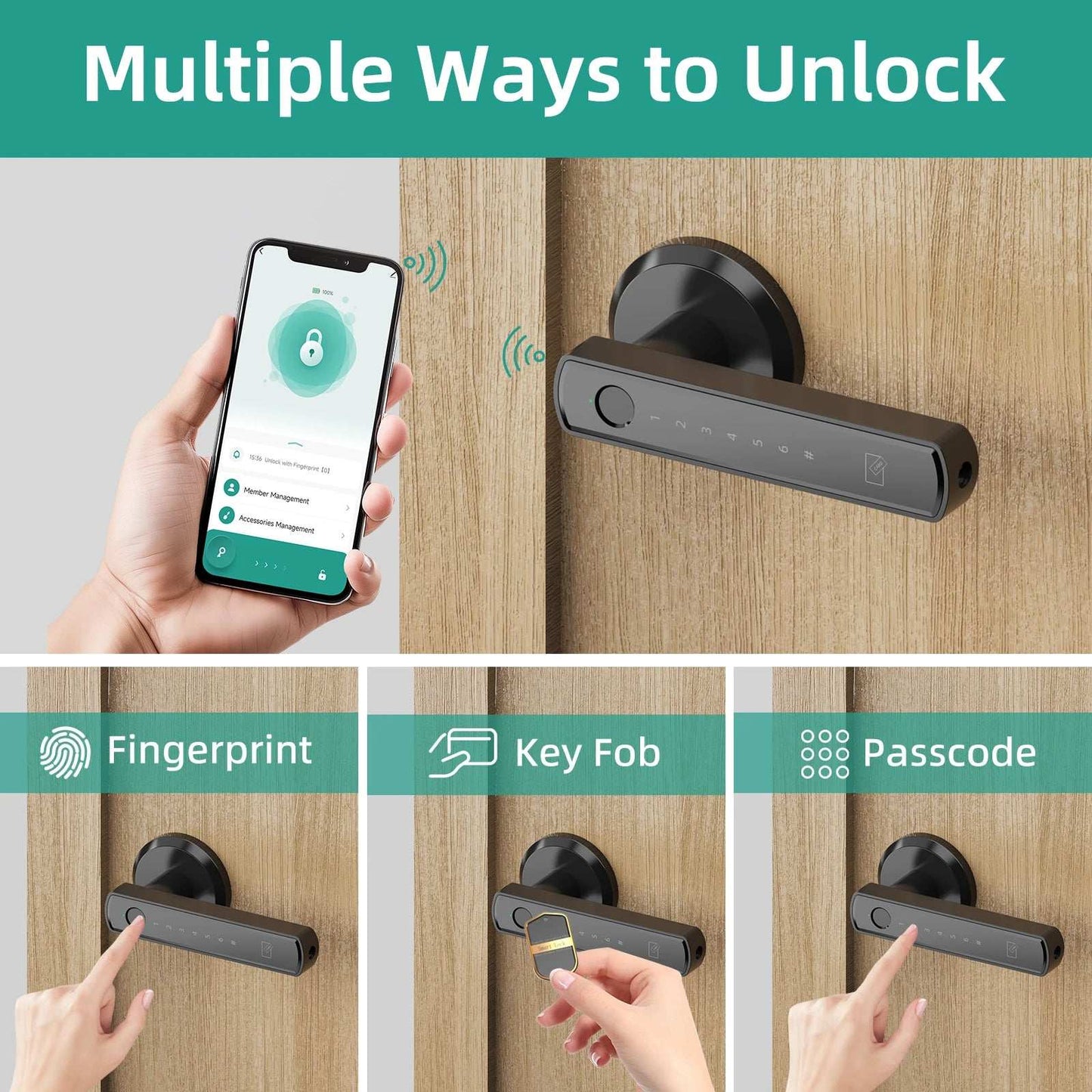 Smart Fingerprint Door Lock Keypad Handle