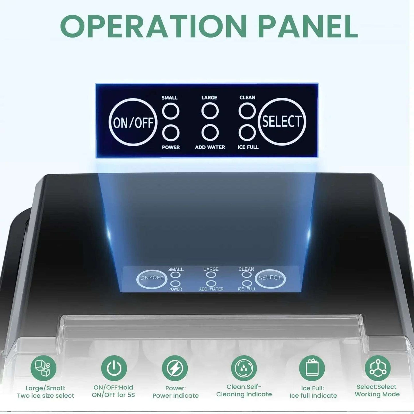 Countertop Self-Cleaning Ice Maker with Handle