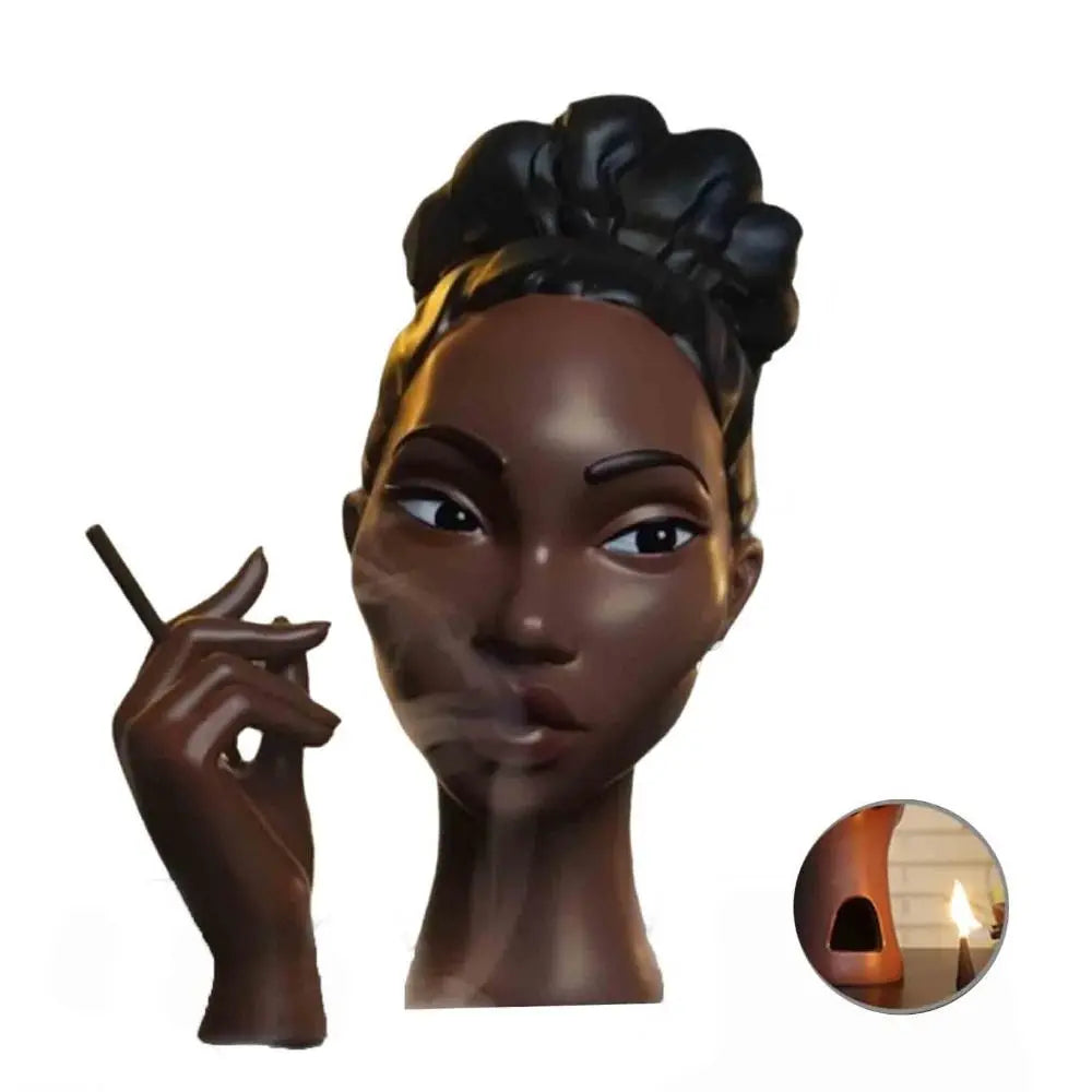 NEW Black Woman Head Incense Burner