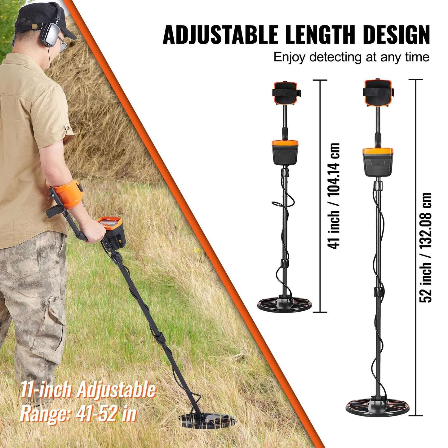 Portable Metal Detector with Adjustable Stem