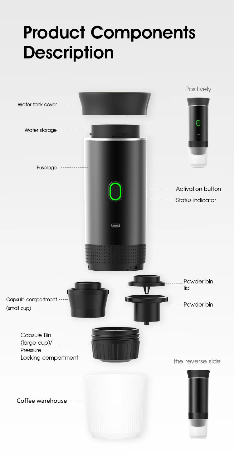 Portable 20-Bar Espresso Maker for Home Travel Camping