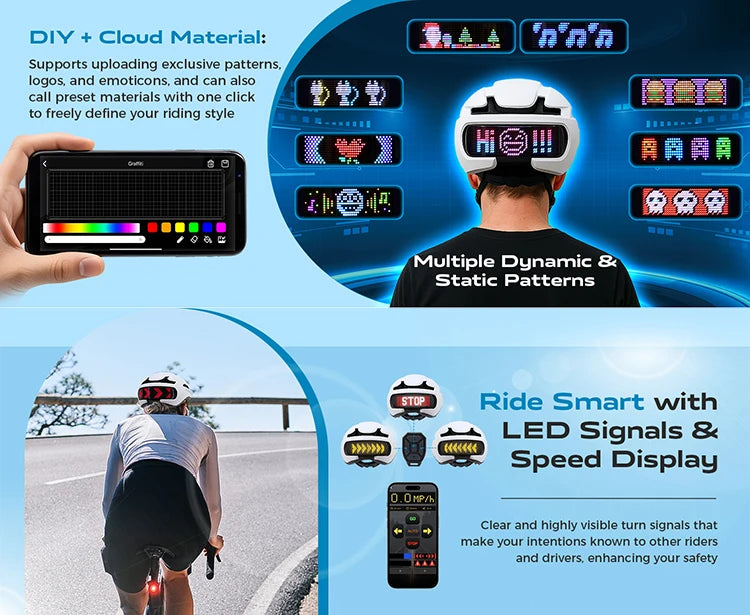 Smart LED Bike Helmet with App Control
