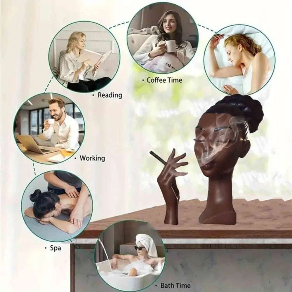 NEW Black Woman Head Incense Burner