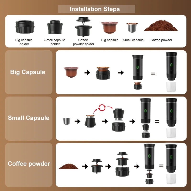 Portable 20-Bar Espresso Maker for Home Travel Camping