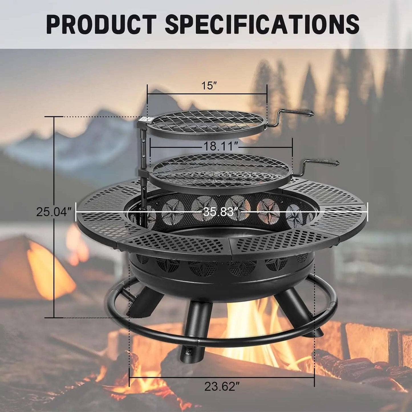36 Inch Outdoor Fire Pit Grill Table