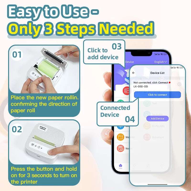 Mini Wireless Thermal Printer – Inkless Pocket Sticker Printer