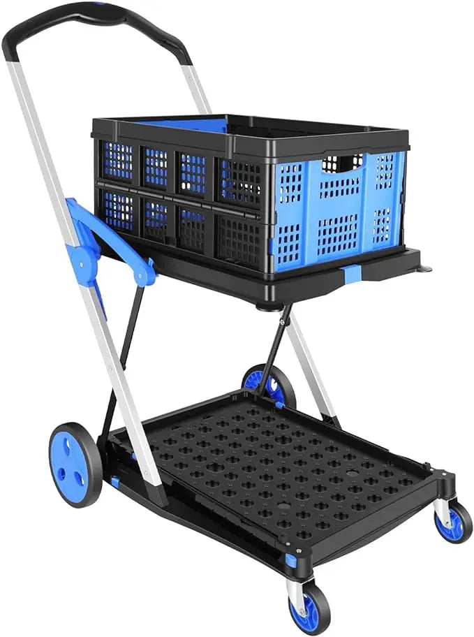 2-Tier Folding Shopping Cart with Brake