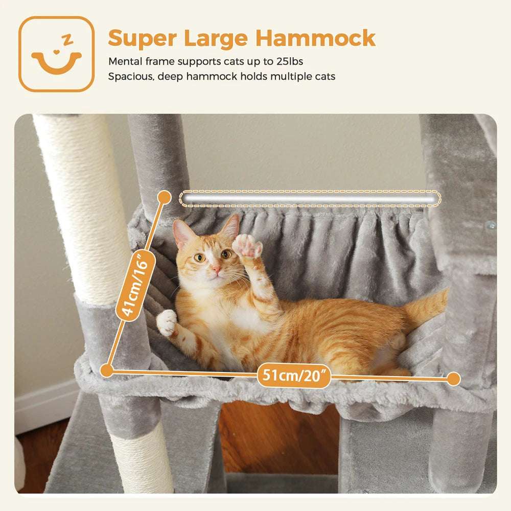 180cm Large Cat Tree Tower with Hammock