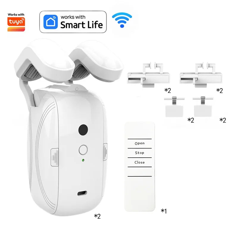 WiFi & Bluetooth Smart Curtain Opener with Remote & App Control
