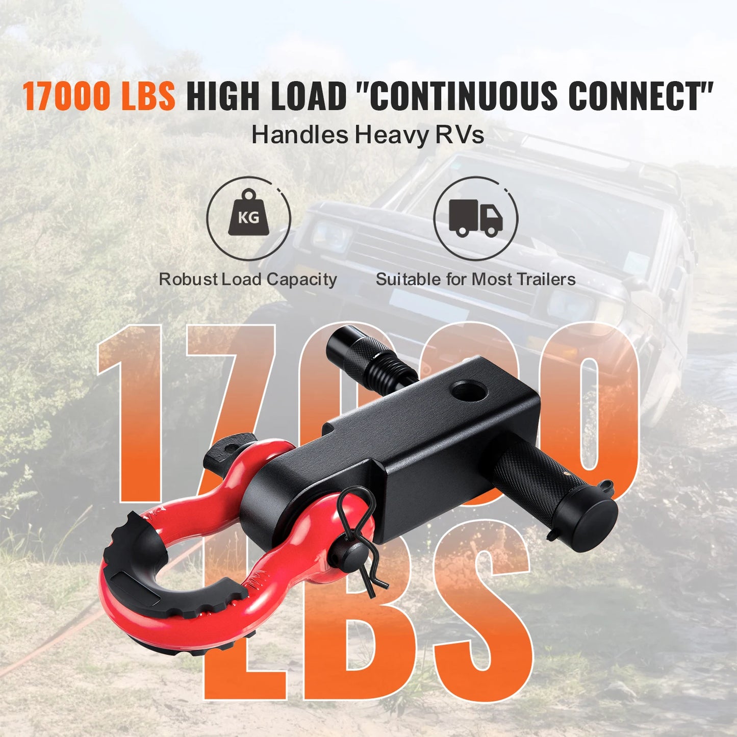 17,000 lbs Heavy Duty Hitch Receiver Shackle