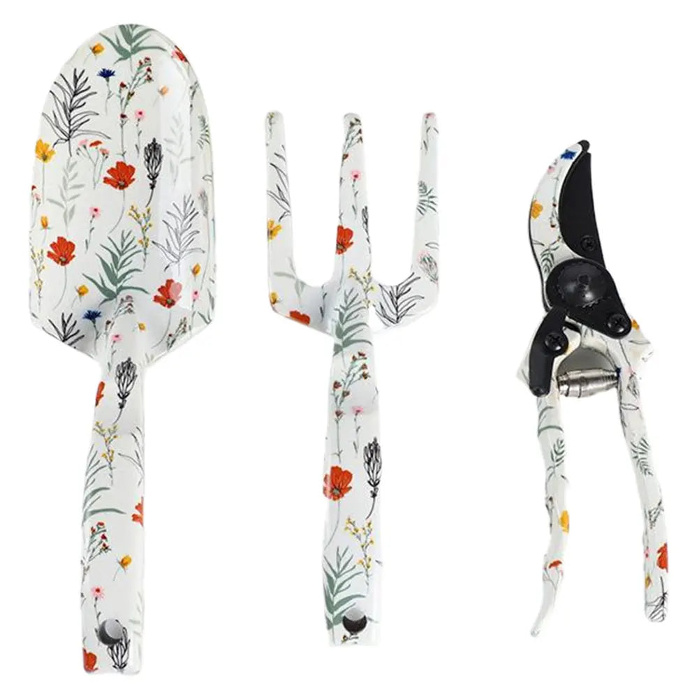 3PCS Floral Garden Tool Set with Pruner