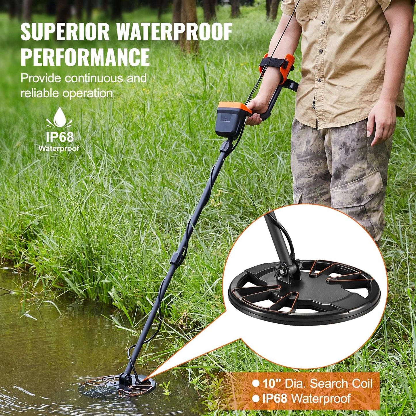 Portable Metal Detector with Adjustable Stem
