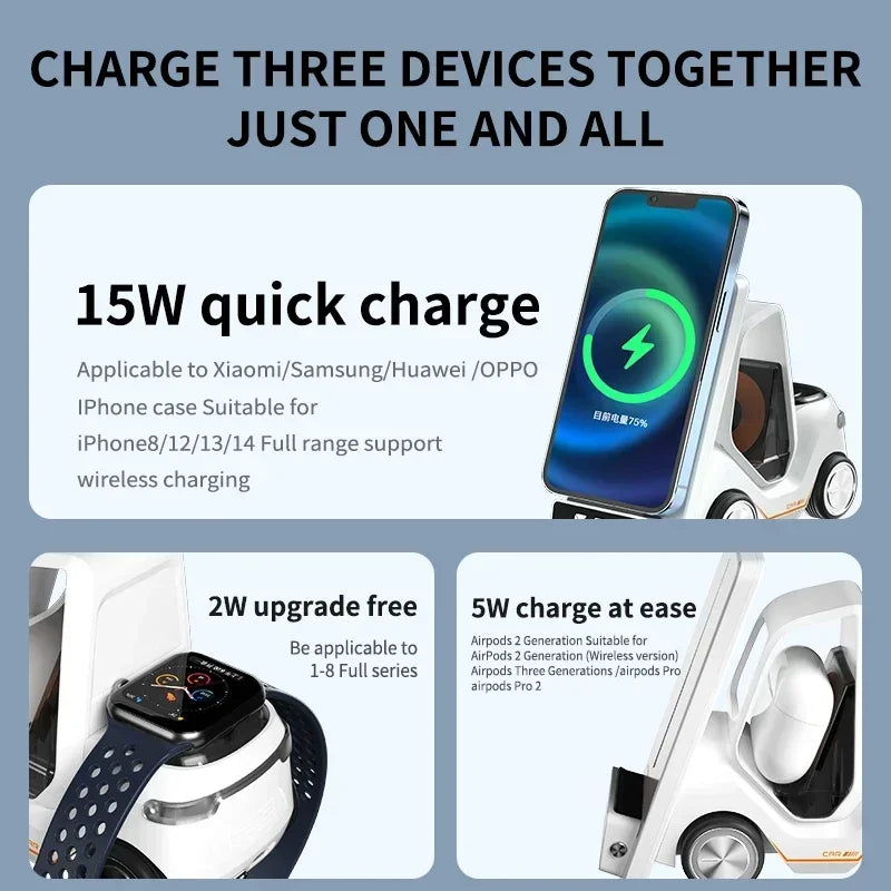 5-in-1 Wireless Charging Station Clock