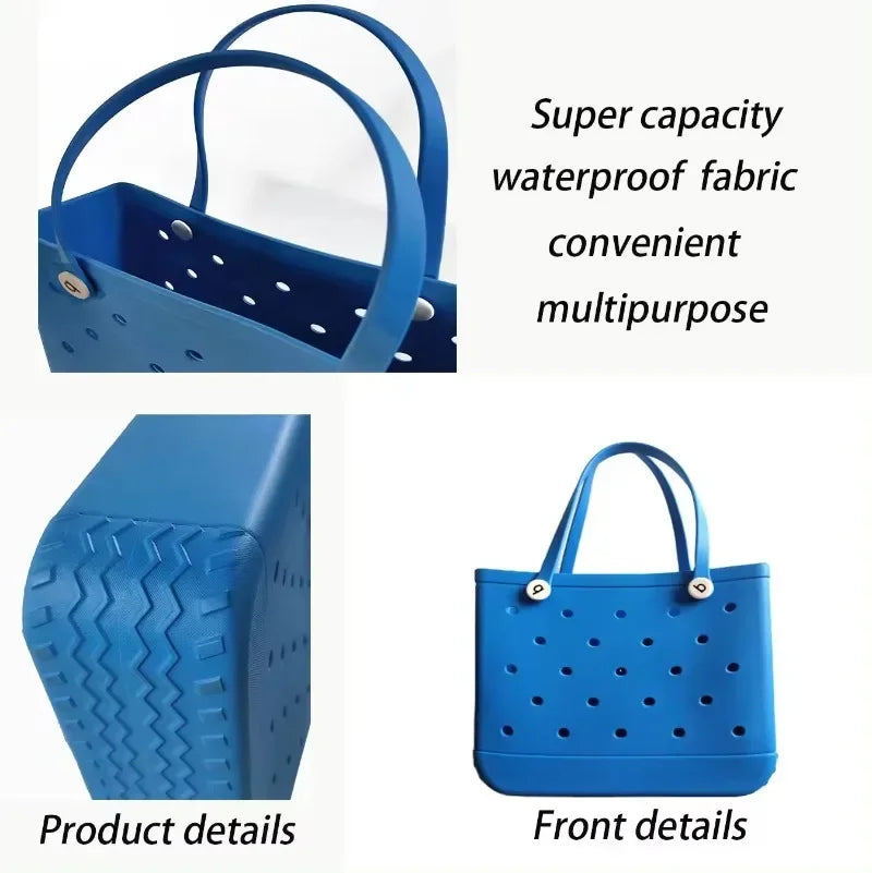 Waterproof EVA Rubber Tote Bag – M/L/XL Beach & Picnic Basket
