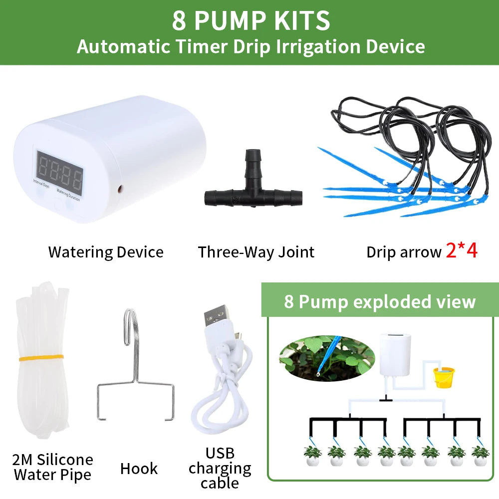 Automatic Timer Drip Irrigation Kit 4/8/12/16 Pump