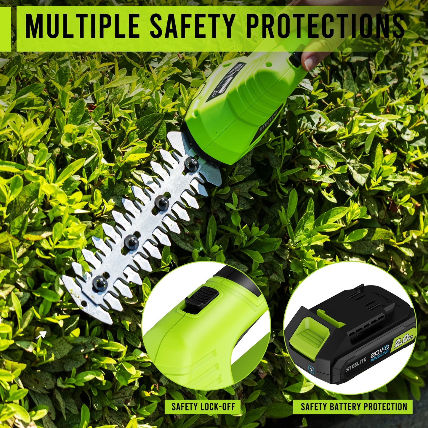 Cordless 2-in-1 Grass Shear and Hedge Trimmer with 2 Batteries