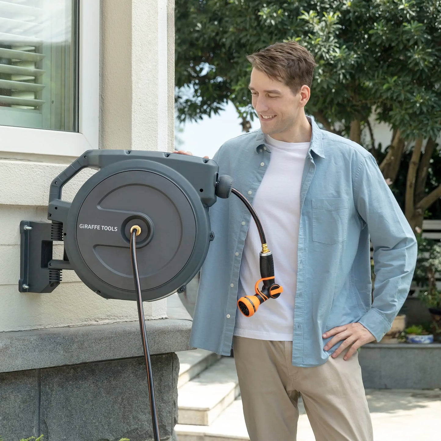 Retractable Wall Mounted Garden Hose Reel(5/8" x 90 ft)