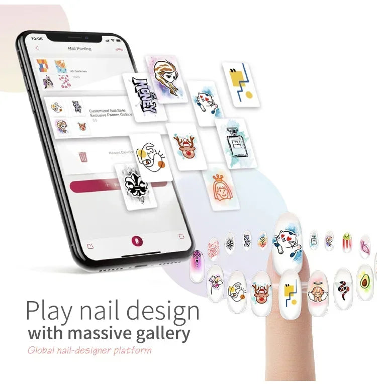 Smart 2400dpi Portable 3D Nail Printer
