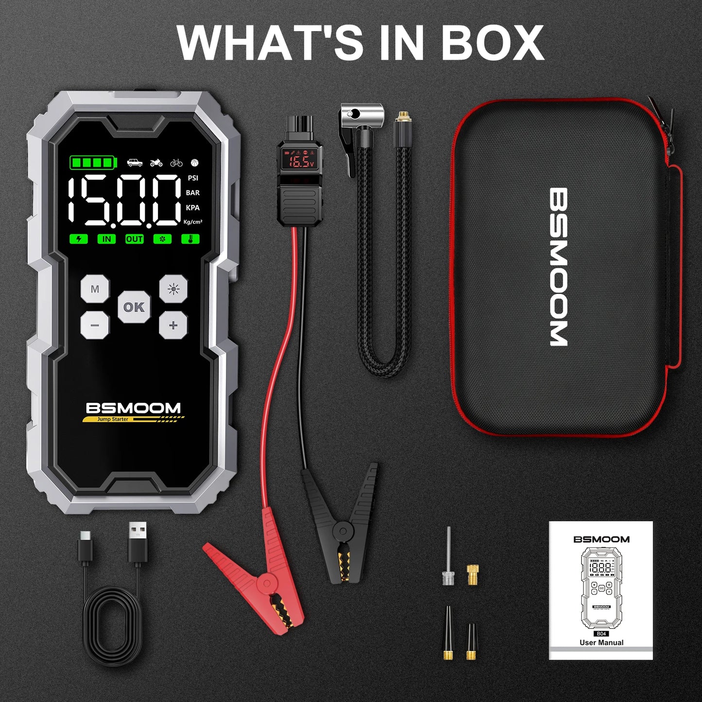 BSMOOM Car Jump Starter with Air Pump – 21800mAh/26800mAh