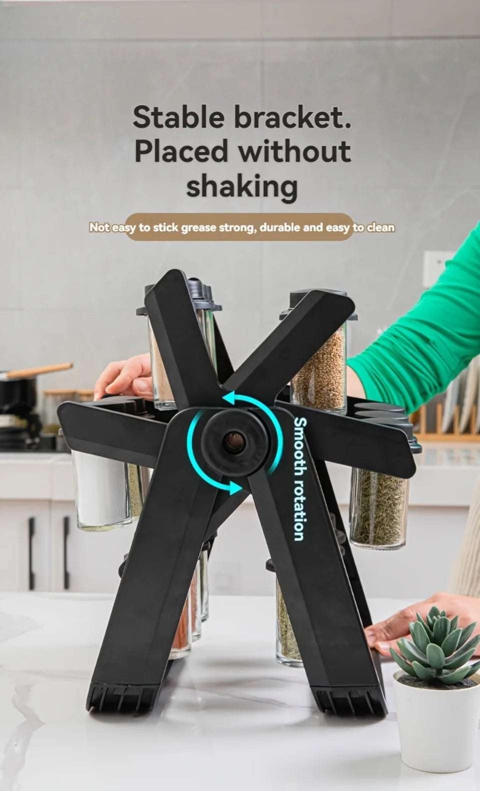 Rotating Spice Rack with 12 Bottles