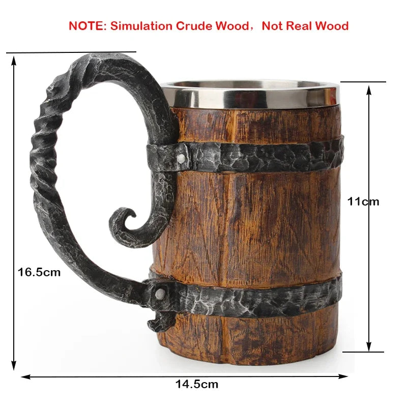 500ml Viking Style Wooden Insulated Mug