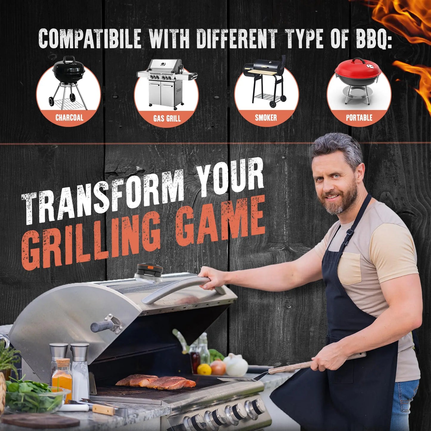 Smart Bluetooth BBQ Thermometer | 4-Probe Wireless Grill Sensor