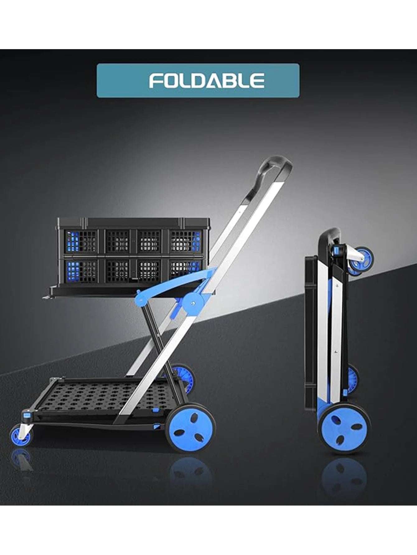 2-Tier Folding Shopping Cart with Brake