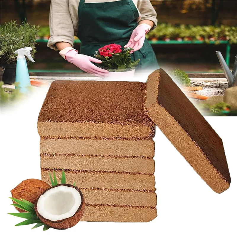 4Pcs Organic Coconut Coir Soil Bricks for Gardening