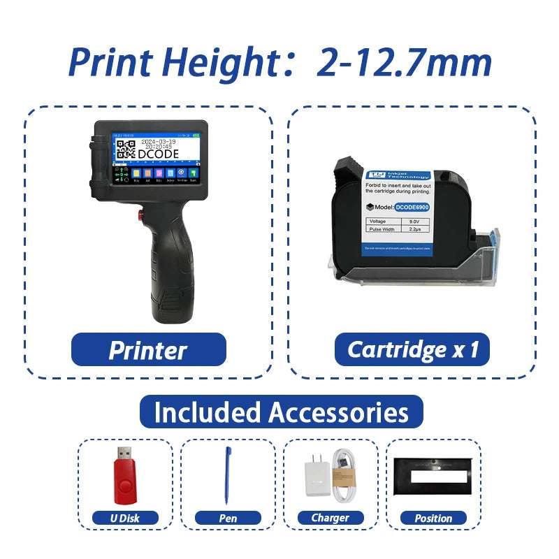 Handheld Inkjet Printer – 600DPI Portable Label Gun