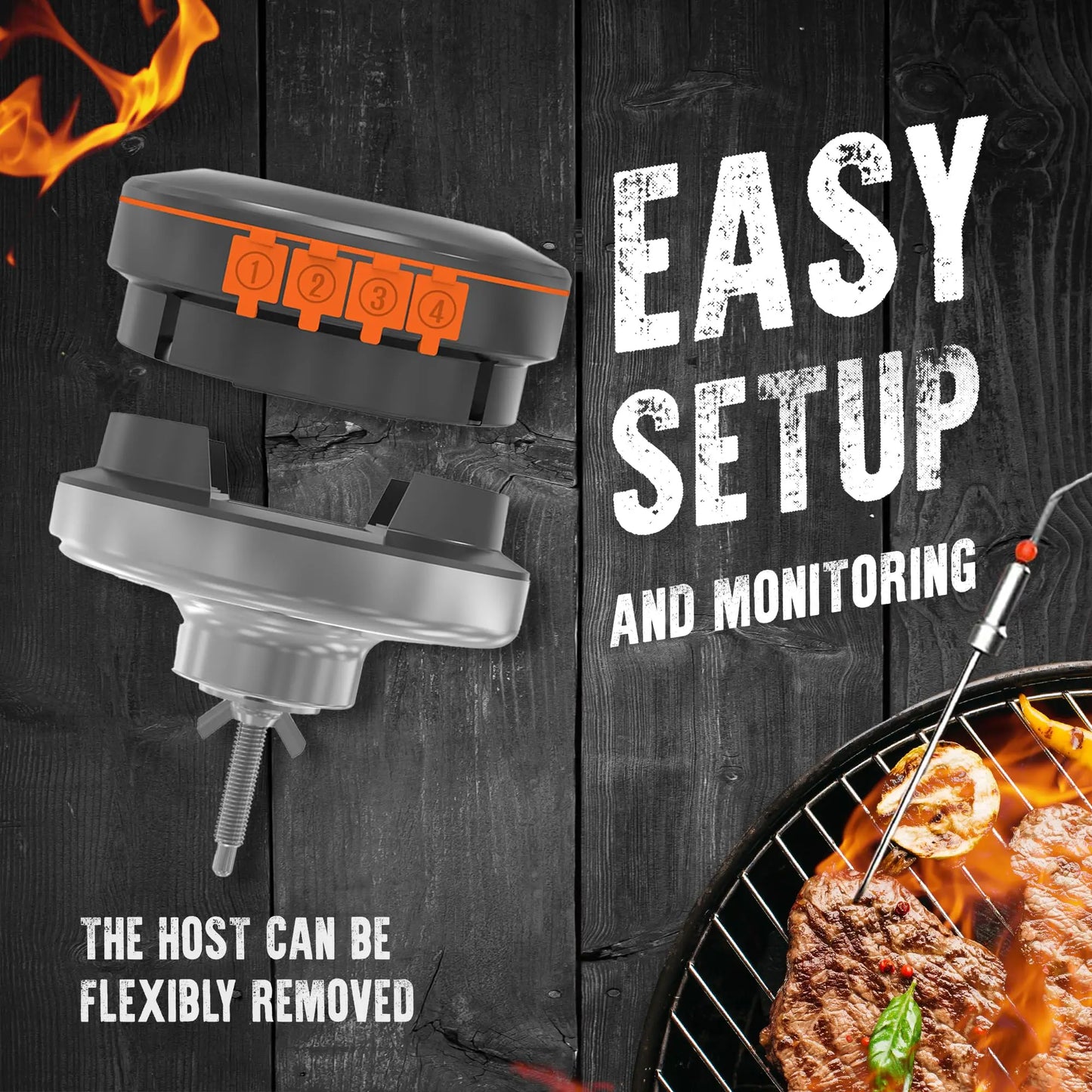 Smart Bluetooth BBQ Thermometer | 4-Probe Wireless Grill Sensor