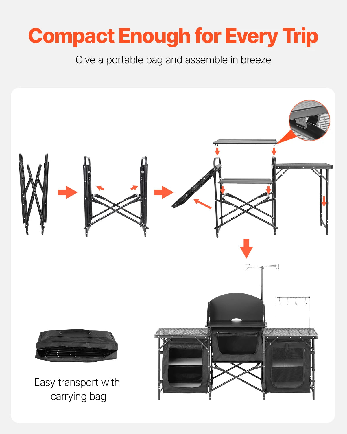 Folding Outdoor Camping Kitchen Grill Station